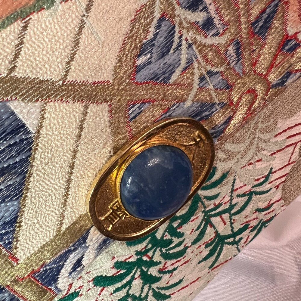Gump’s San Francisco OBI Silk Clutch • Sterling & Agate Vintage - Picture 7 of 7